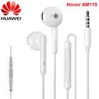 Оригинальные наушники Huawei Honor AM115 длиной 1,1 м с проводным управлением, микрофоном, регулятором громкости, динамиком, простая гарнитура