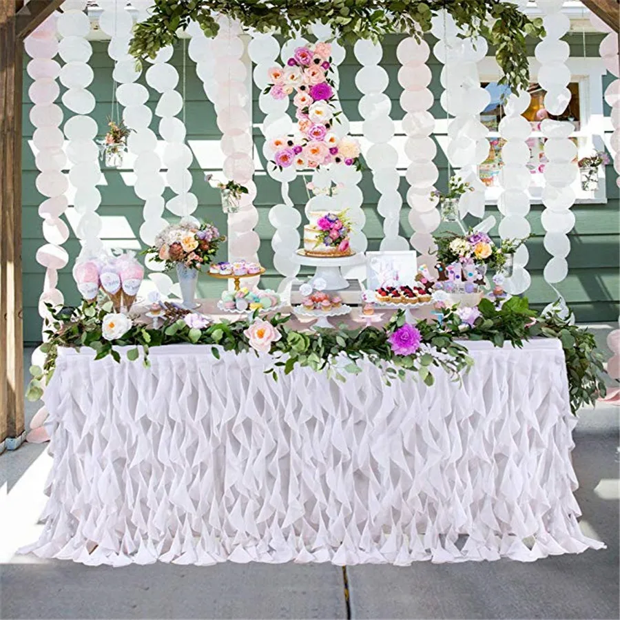 Table Skirt Tulle for Wedding Decoration Baby Shower Birthday Banquet Party Skirting 180x77cm | Дом и сад