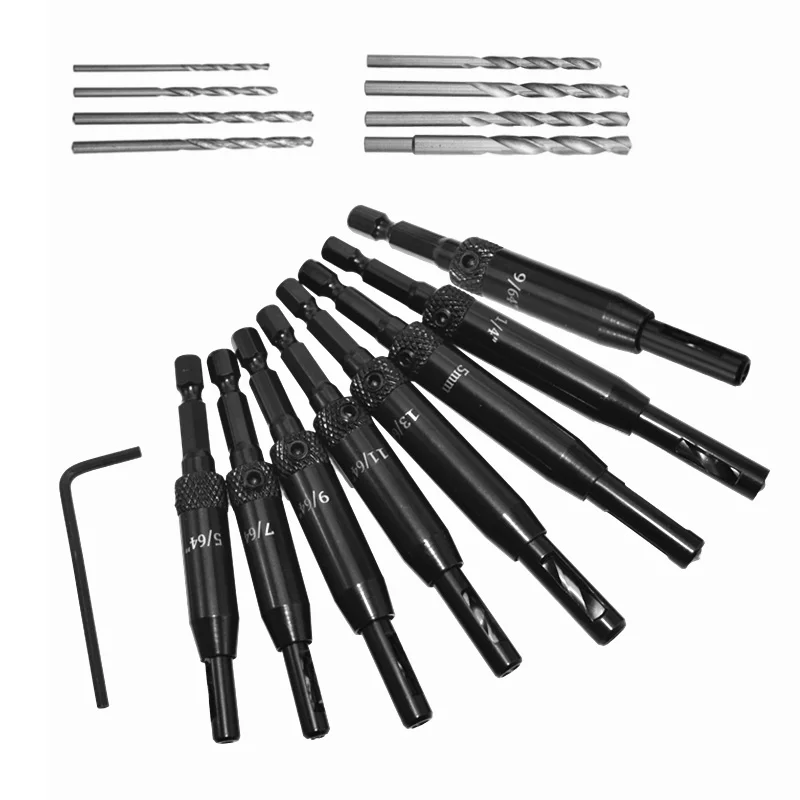 

21Pcs/Set Center Drill and Step Drill Set with Center Punch Self Hinge Hole Puncher for Cabinet Door Woodworking Tools