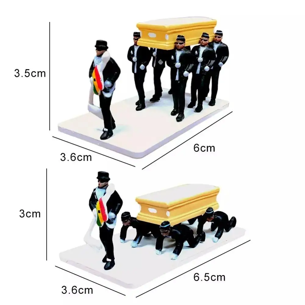 

1:64 High Simulation Plastic Ghana Funeral Coffin Dancing Pallbearer Team Model Exquisite Workmanship Action Figure Car Decor