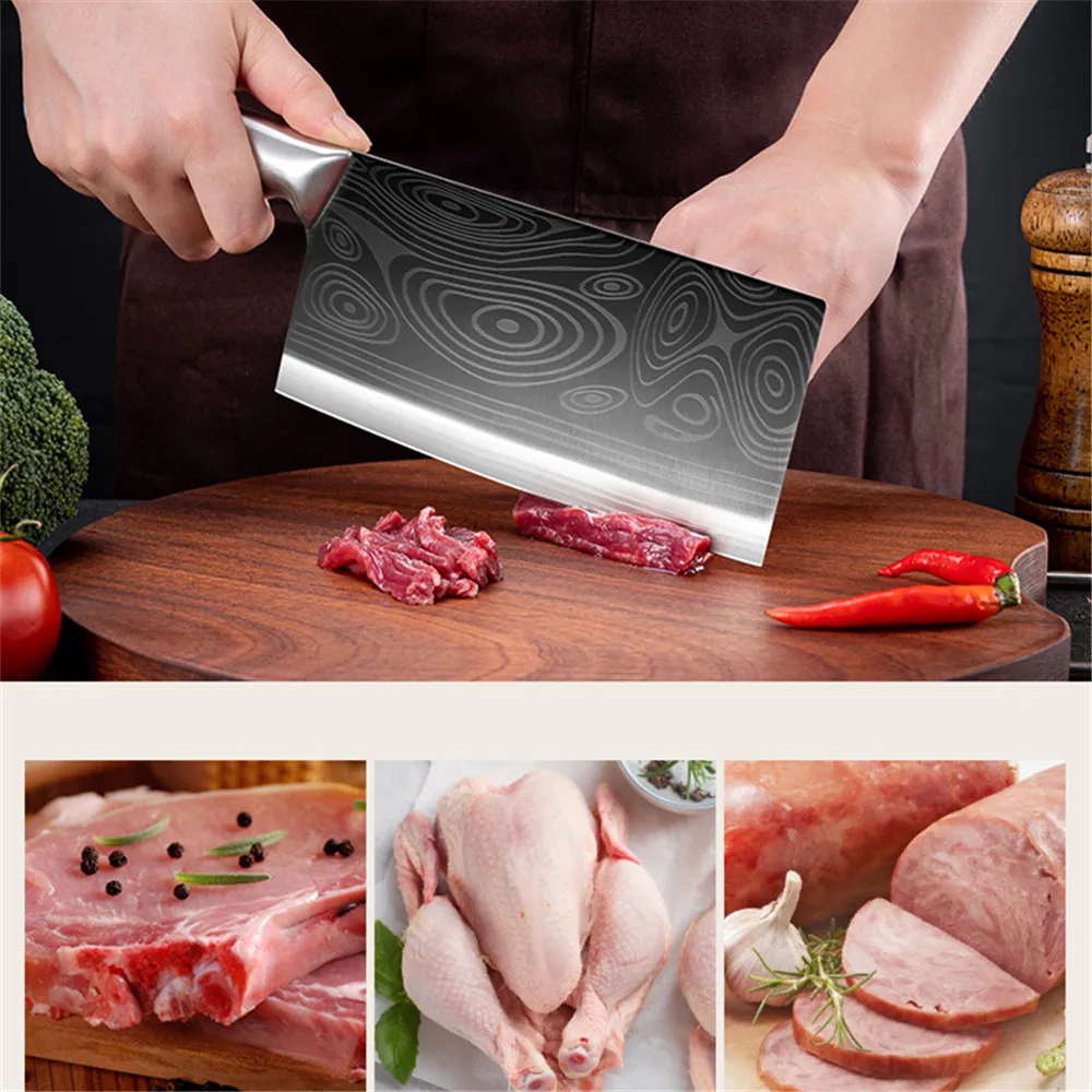 

3Cr13 Stainless Steel Butcher Knife Chopping Kitchen Knife Chinese Chop Meat Vege Seamless Welding Stainless Steel Cleaver Knife