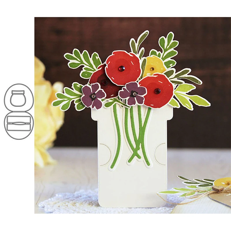 

JC Vase Flower Basket Metal Cutting Dies for Scrapbooking 2020 New Mold Die Cut Card Make Stencil Craft Folder Model Album Decor