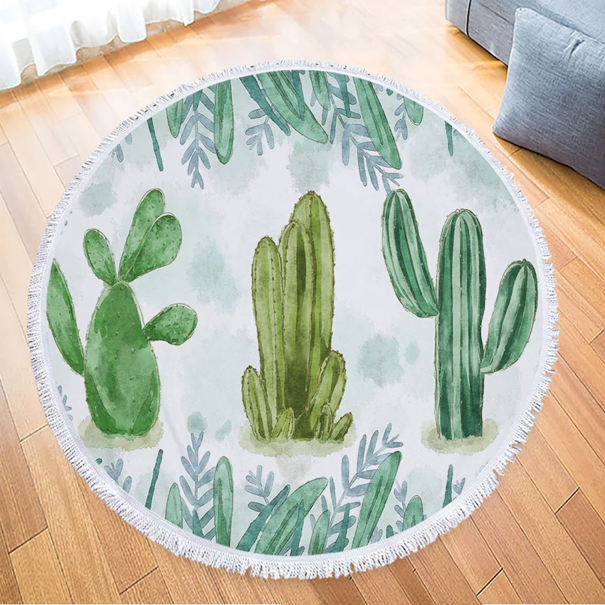 Кактус цветочное круглое пляжное Полотенца цветы толстые душ банные полотенца