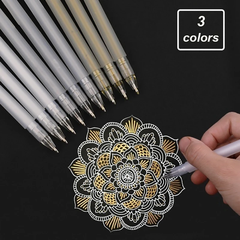

3Pcs Premium White Drawing Gel Pen Set 0.6mm Fine Tip Sketching Pens for Artists Black Papers Drawing Design School supplies