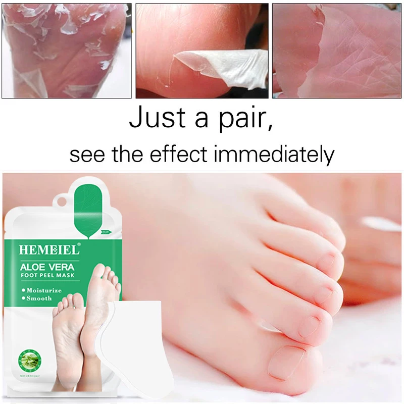 

HEMEIEL Aloe Vera Exfoliating Peel Pack Foot Mask Moisture Pedicure Socks Remove Dead Moisturize Anti Crack For Feet Detox Patch