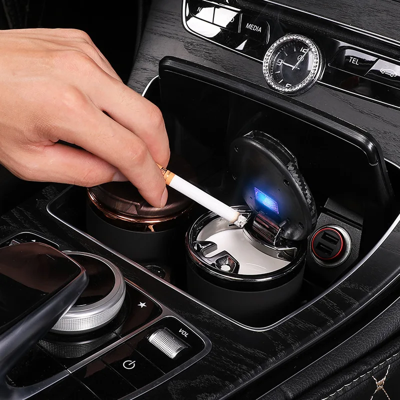

Car ashtray for BMW ceramic liner with light universal high-end custom logo ashtray