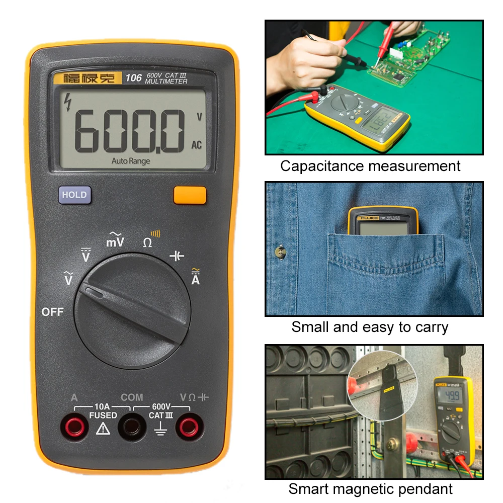 Бесплатная доставка Новый портативный цифровой мини-мультиметр Fluke 106 |