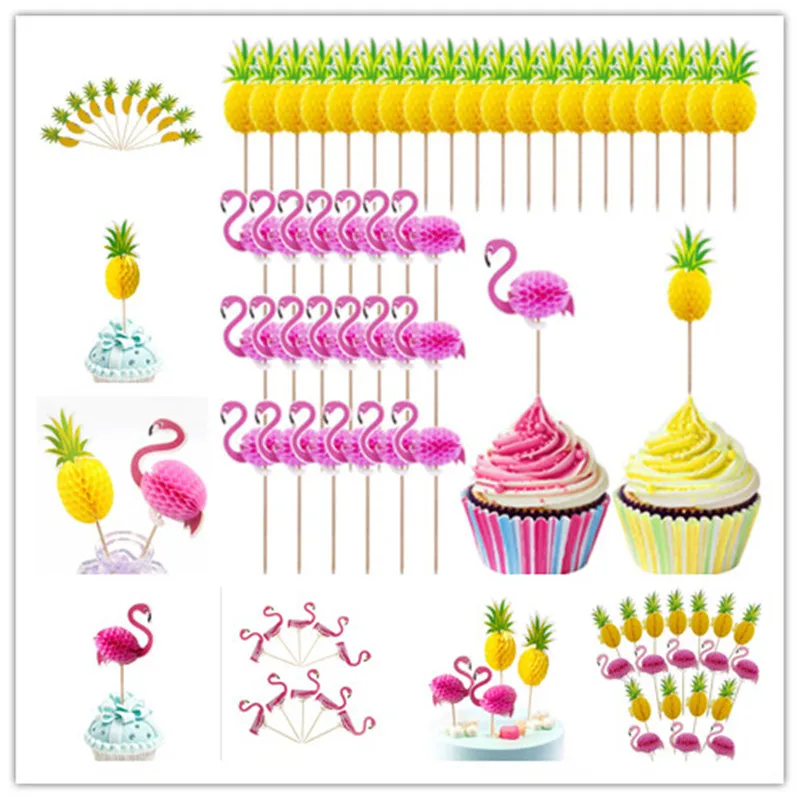 10/20 штук Baby Shower Фламинго ананас торт фигурки жениха и невесты Гавайская Юбка с