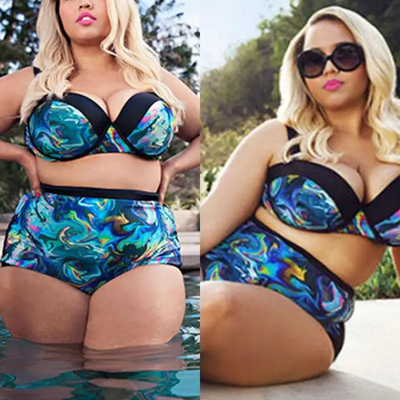 Женский треугольный бюстгальтер бикини размера плюс с цветочным принтом