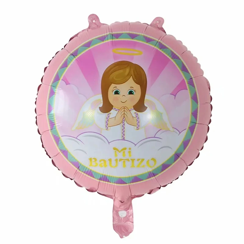 

10pcs/lot baby's baptism balloons happy christening baby shower party decoration pink cross my baptism god bless printed balloon