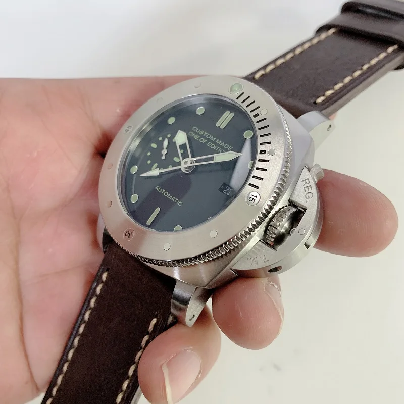 Новые мужские parnis 47 мм GMT кожаный ремешок Морская Чайка автоматические