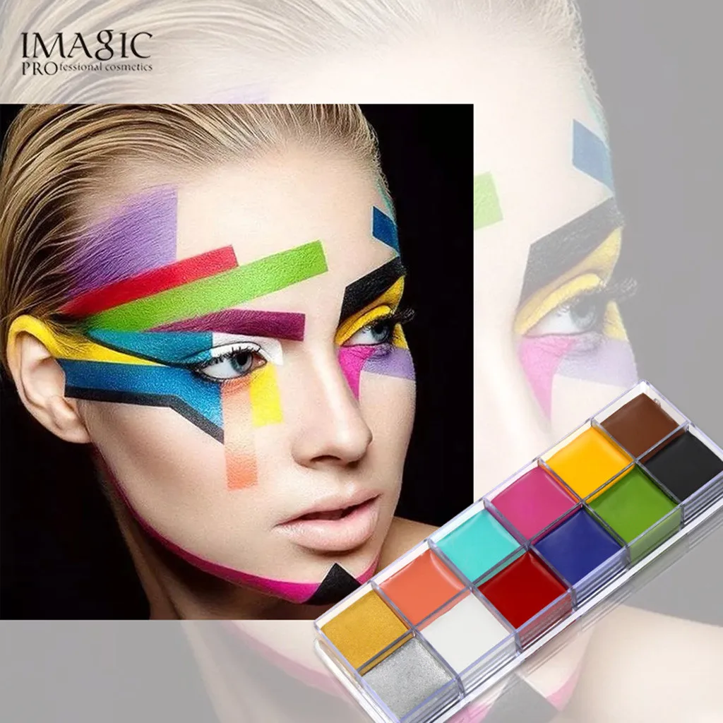 IMAGIC, 12 цветов, масляная краска для тела, краска для лица, пигмент для красоты, набор для макияжа, косметическая краска, коробка, вечерние, праздничные, макияж, дизайн