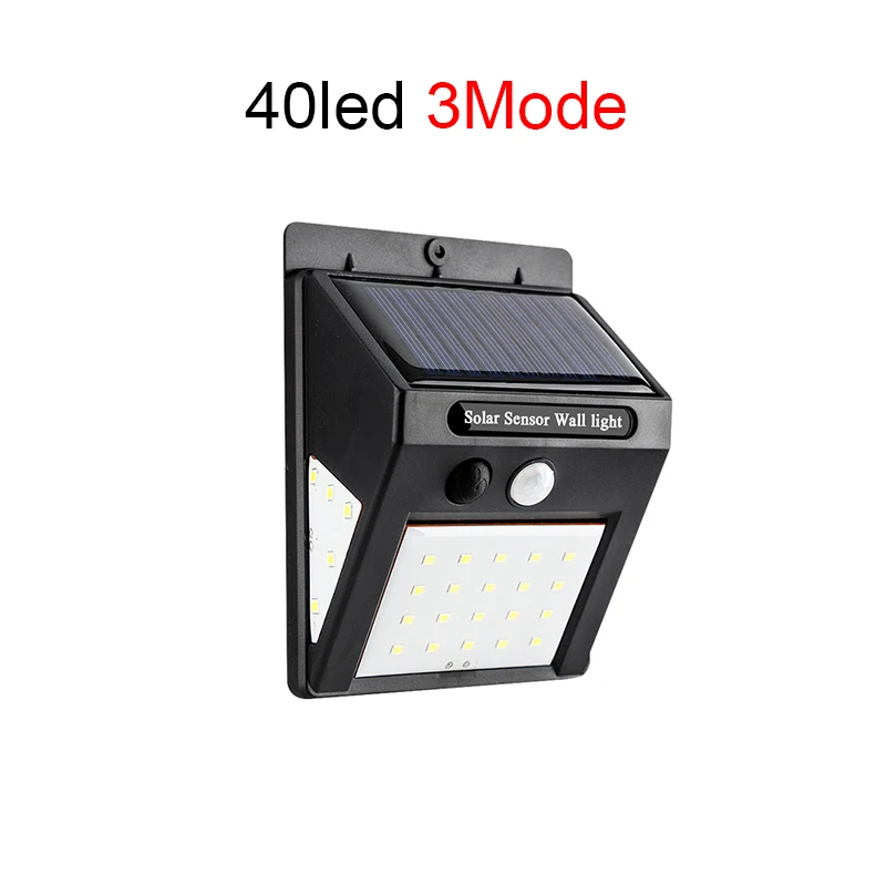 40led 3mode Уличный фонарь светильник н20 Вт, 30 Вт, 48 Светодиодный s светодиодный солнечный Мощность движения PIR Сенсор настенный светильник на открытом воздухе Водонепроницаемый уличные энергосберегающие сад лампа безопасности - Испускаемый цвет: 40led 3mode
