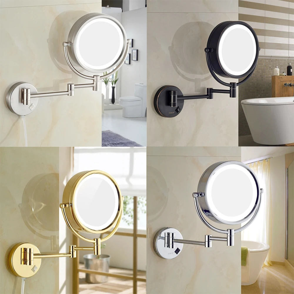 

GURUN 8.5'' 1X & 10X Magnification Wall Mounted Double Sided Vanity Bathroom Hotel Makeup Mirror Chrome/Gold/Nickel/Black/Bronze