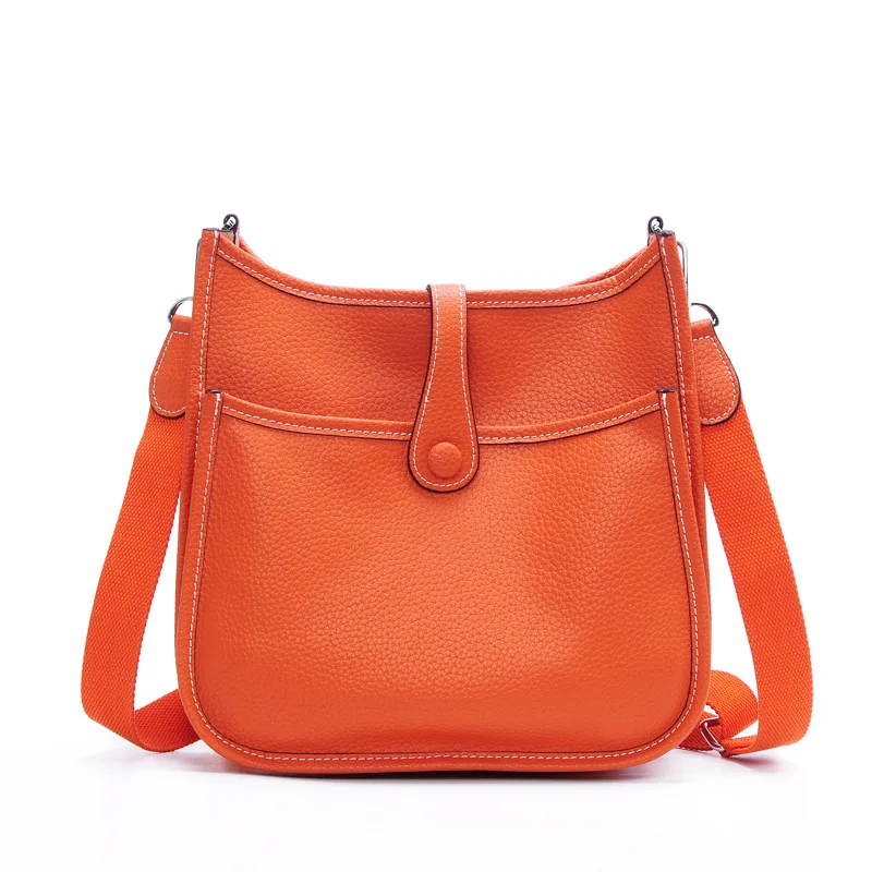 

In 2021, women's real leather bag, litchi pattern, One Shoulder Messenger, women's bag, bucket bag, Evelyn bag, women's hand bag