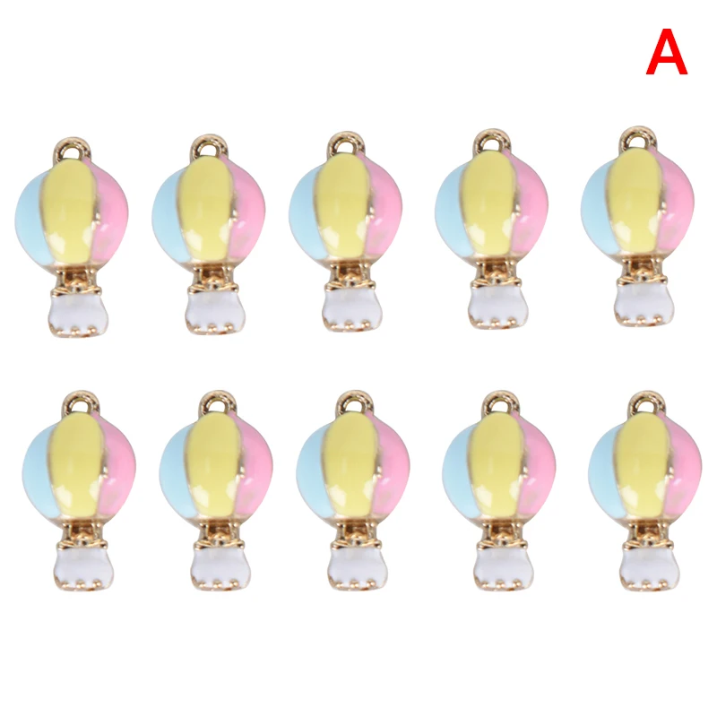 10Pcs/Set Mix Color Fashion Diy Gold Alloy Enamel Hot Air Balloon Charms Metal Pendants For Bracelet Earring Jewelry Making | Украшения и