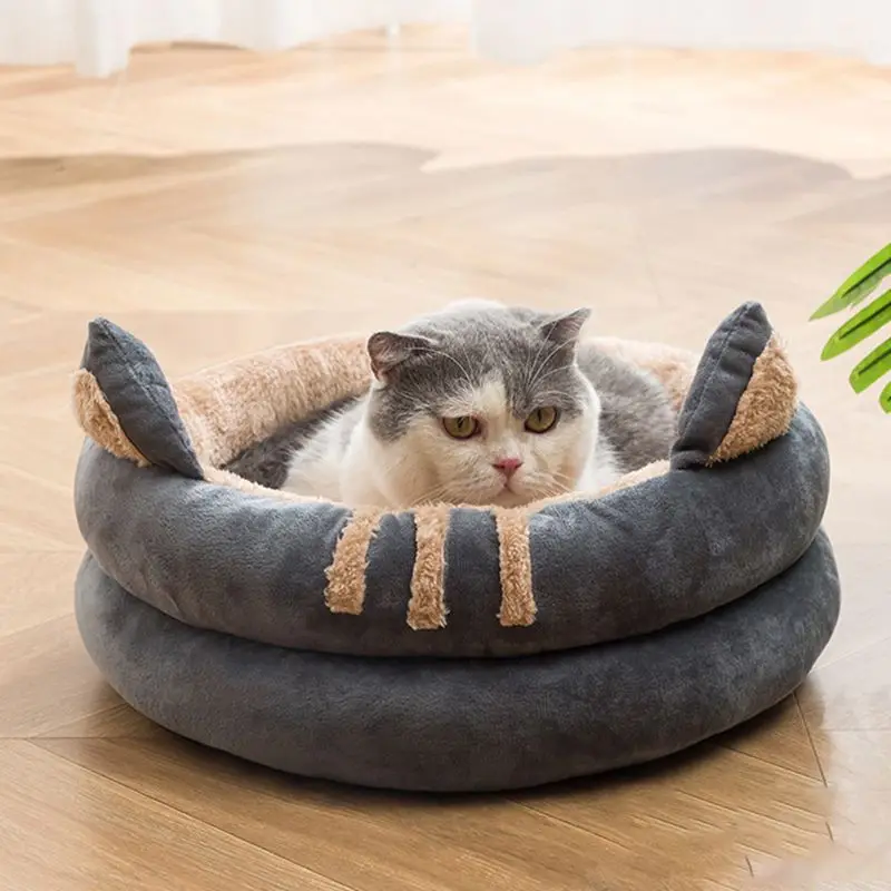 

Net red cat litter semi-enclosed cat and dog four seasons comfort plus velvet pet litter autumn and winter plush warm cat house#