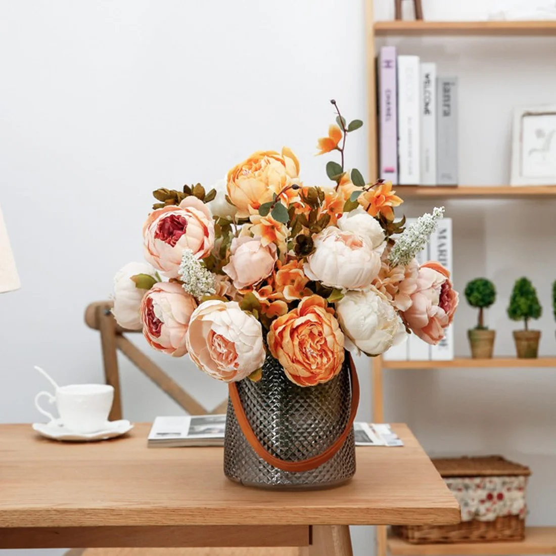 

Decoration Flower European-style Simulation Peony Flower Silk Fake Flowers Wedding Party Home Bouquet Wreath DIY Scrapbooking