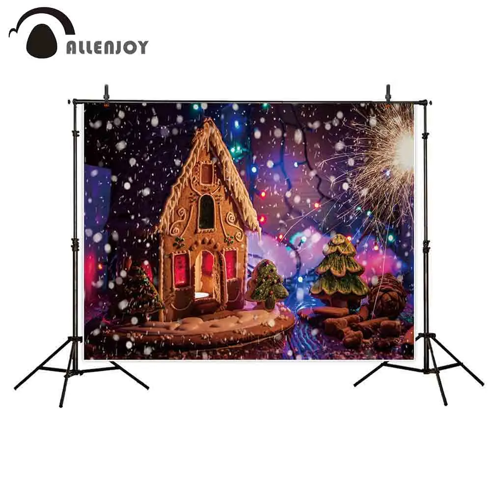 Allenjoy новогодний фон для фотосъемки Снежинка сосновый дом фейерверк зимний