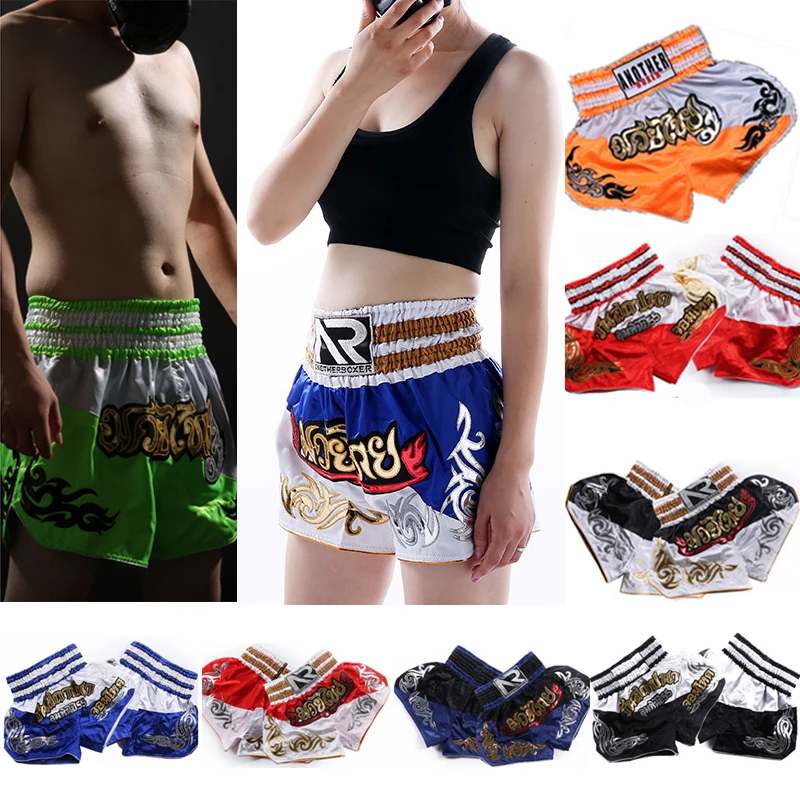 Men Women Boys Kick Boxing Mma Muay Thai Shorts Kids Fight Grappling Trunks Children Kickboxing Girls Training Fitness Gym Pants