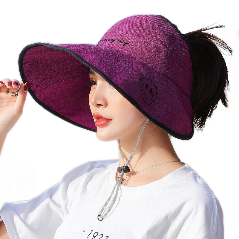 Весенне летняя хлопковая и льняная Солнцезащитная шляпа со смайликом складная