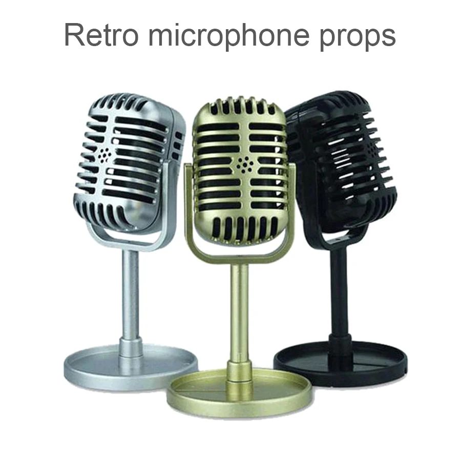 Classic Retro Dynamic Vocal Microphone Model Vintage Style Mic Universal Stand Prop for Live Performance Studio Record