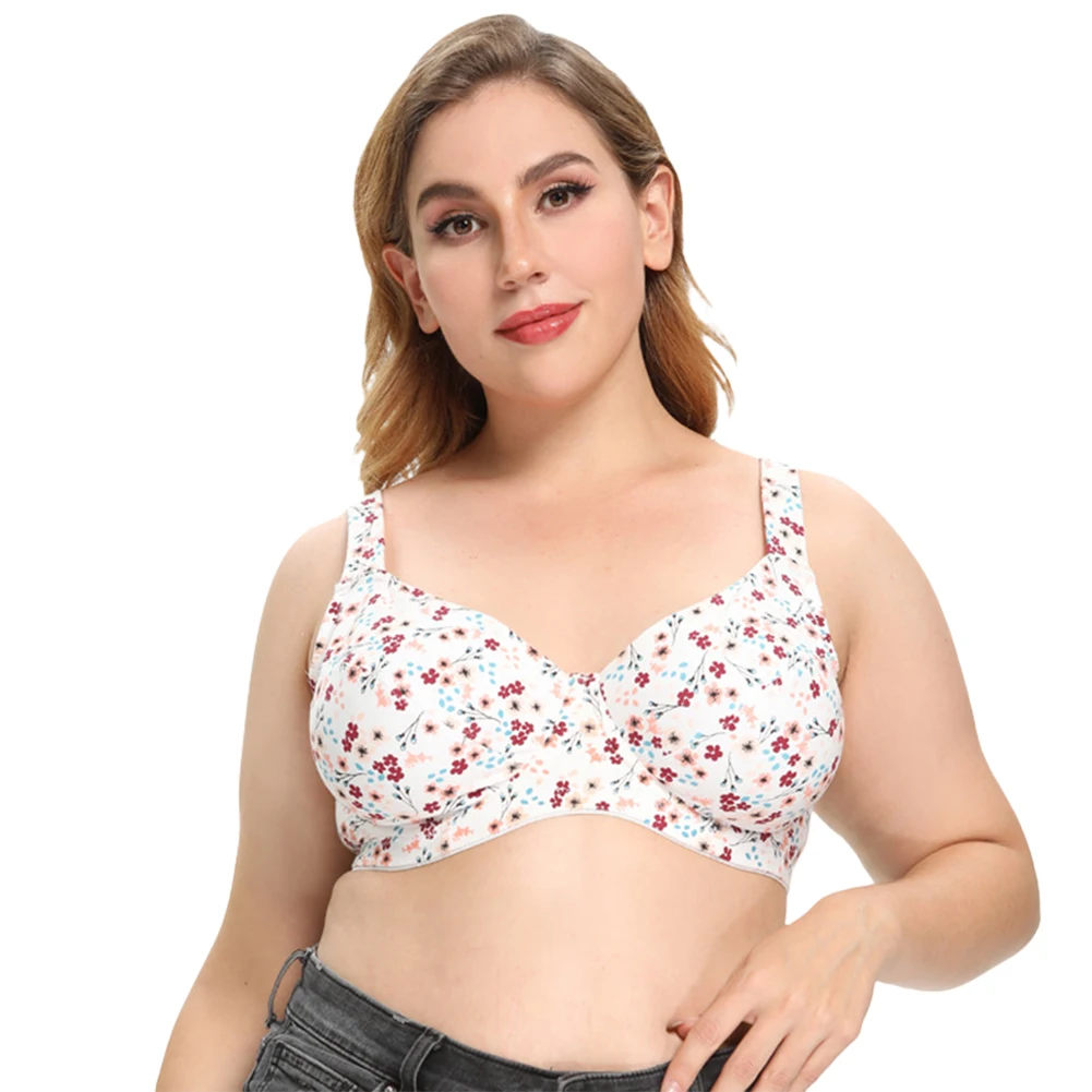 

2021 Big Size Women Bras Seamless Push Up Bra Floral Print Underwire Underwear Sexy Brassiere Bra Female Wireless bra Tube Top