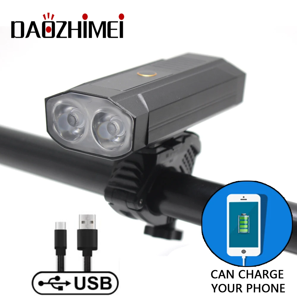 

Super Bright Bicycle Light 2*T6 USB Rechargeable 5200mAh Bike Light Waterproof LED Headlight Power Bank Bike Accessories