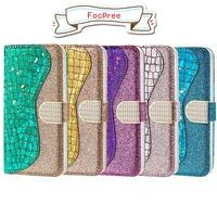leather wallet s21 case for samsung galaxy s21 fe s10e s9 s8 plus s7 s6 edge glitter magnetic flip cover j4 j6 plus j530 phone