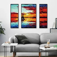 gatyztory 3pcs painting by numbers sunset canvas painting diy painting acrylic paint for home decoration 40x50cm
