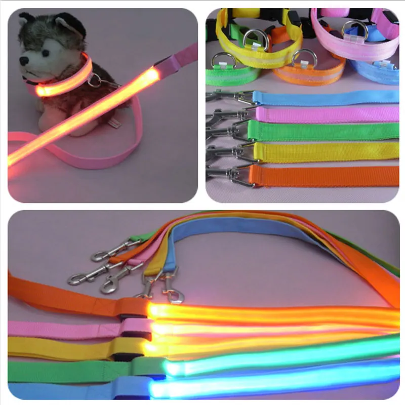 Тяговый поводок безопасности 123 см светящийся светодиод для домашних собак