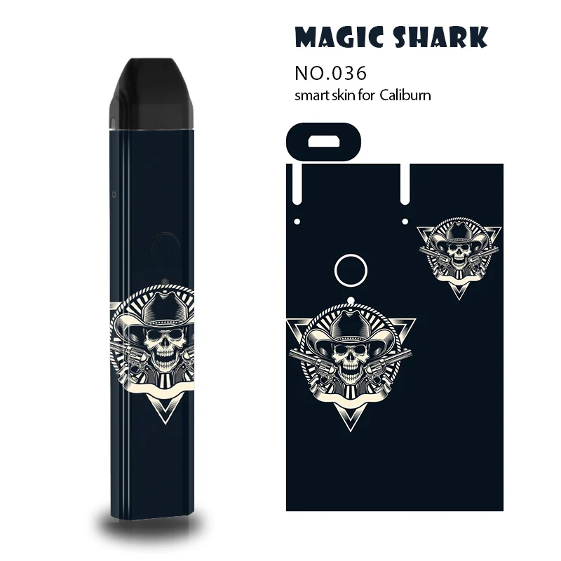 

Magic Shark Cool Punk Skull 100% New Waterproof No Fade Sticker Case Cover Wrap Film for Uwell Caliburn