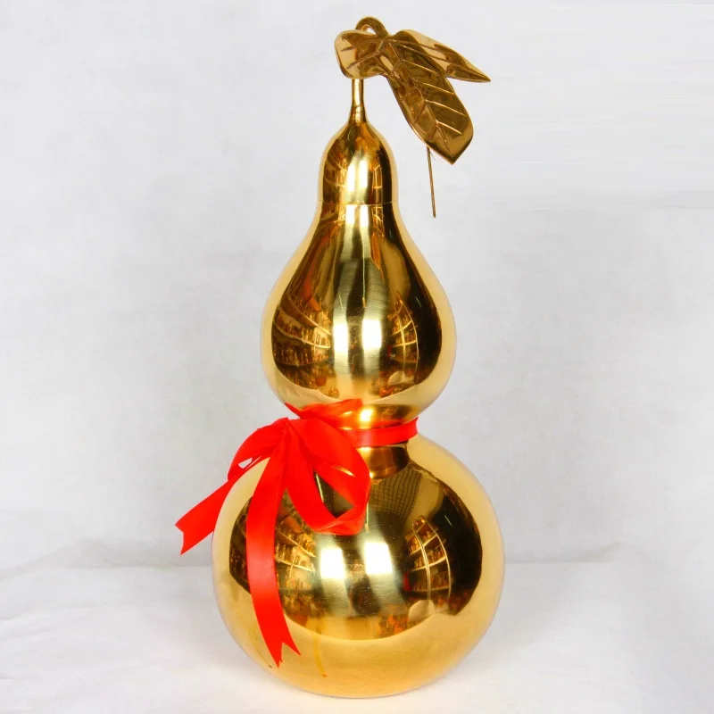 Чистый Медь Gourd колено Глянцевая Feng Shui орнамент благословение листья Ба-гуа