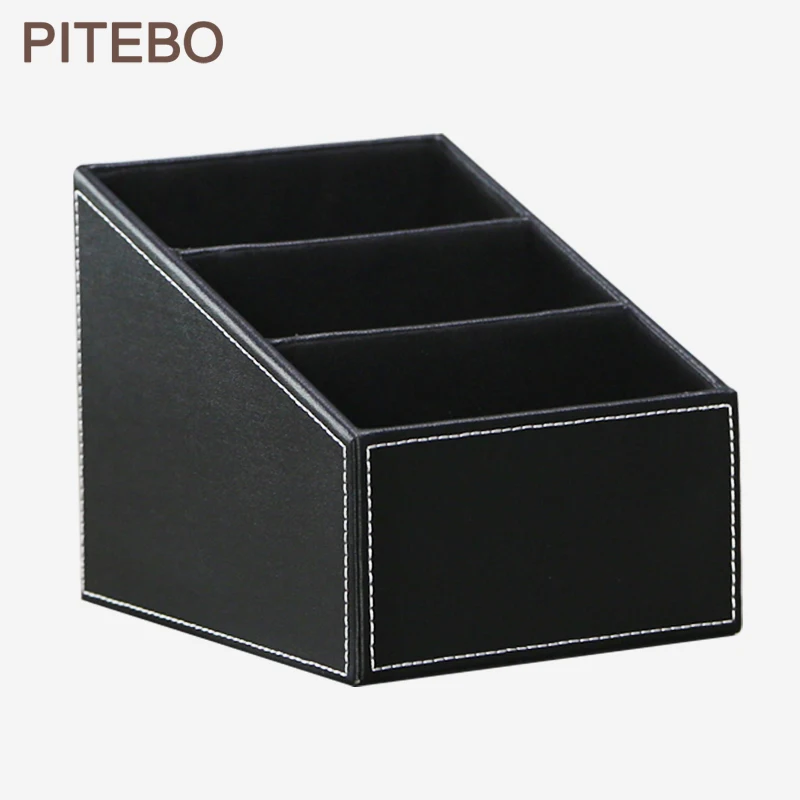 Кожаный Настольный пульт дистанционного управления PITEBO с 3 отделениями коробка