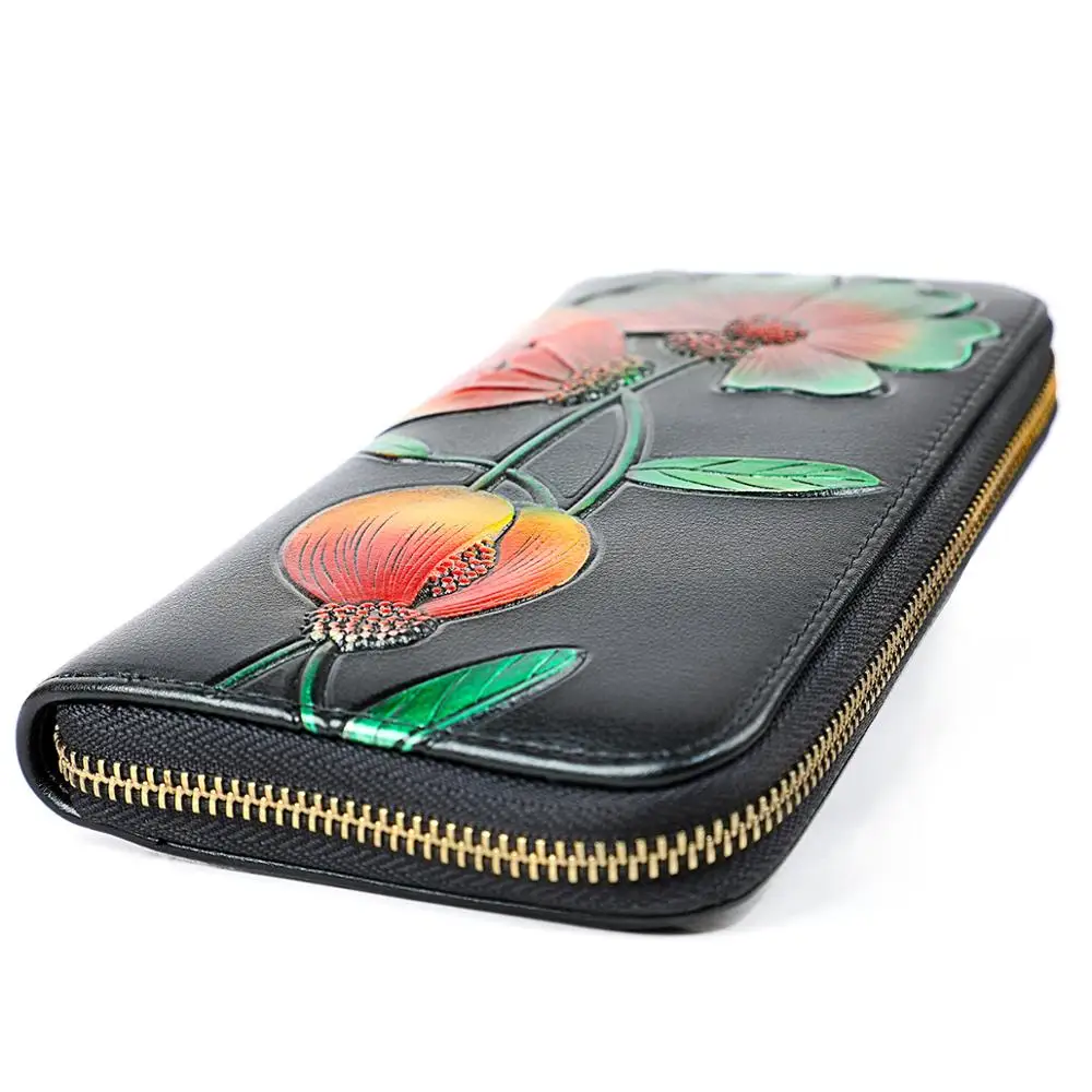 3D тисненый кошелек с цветами модный дизайн женский длинный Повседневный чехол