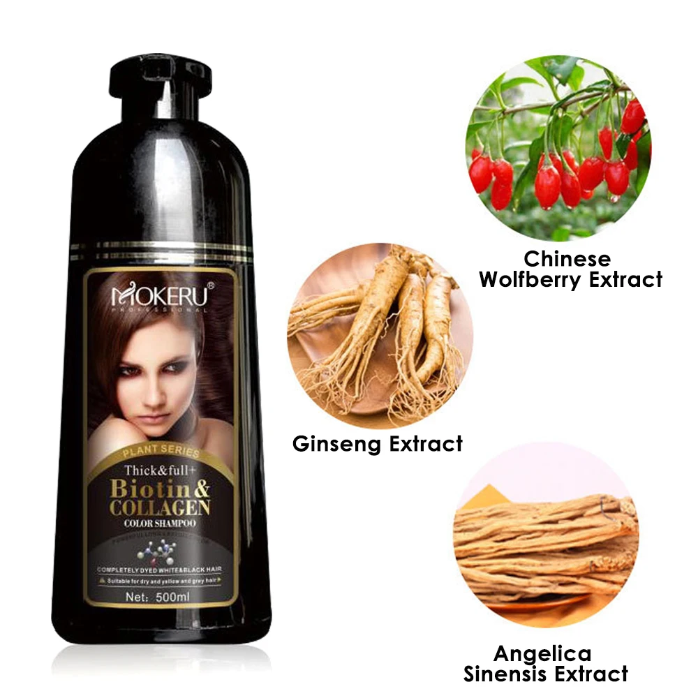 Ing Dye Organic Collagen Black Dark Brown Permanent Hair Dye Shampoo For Women Men Gray Hair Darkening