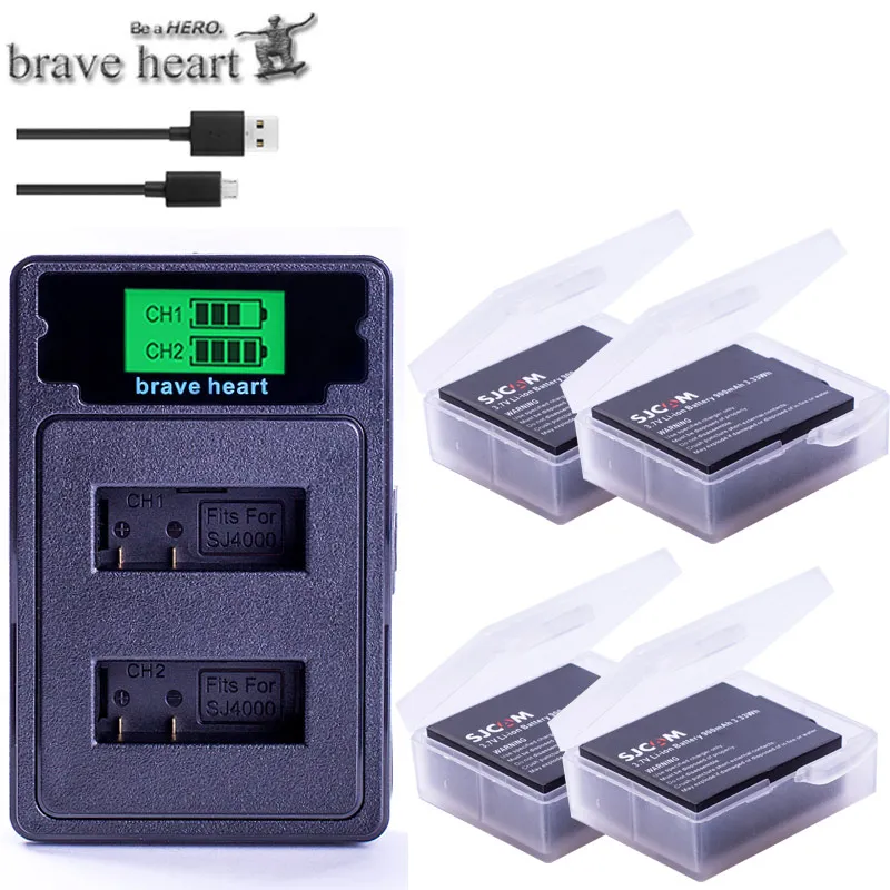 Аккумулятор SJCAM sj4000+ sj 4000 sj 5000 sj 6000 Dual USB зарядное устройство для камеры sj4000 sj5000 sj6000 sj7000 SJ8000 SJ M10