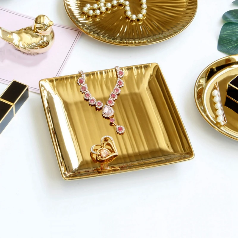 

Golden Ceramic Jewelry Tray Storage Tray Jewelry Storage Tray