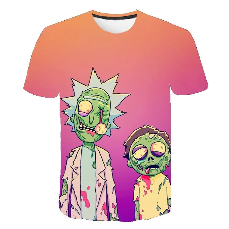 

Summer New Men's and Women's T-shirt 3d Printing Rick Children's Cartoon Anime Short-sleeved Casual Fun Top