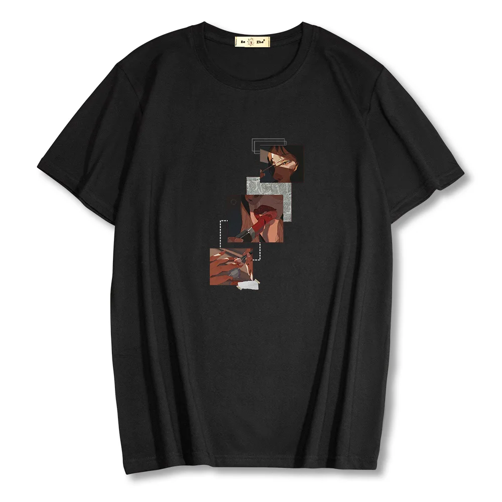 

100% Cotton Vintage women men T-shirt summer Fashion high quality Loose Short Sleeve T shirt Anime print Unisex tops tees