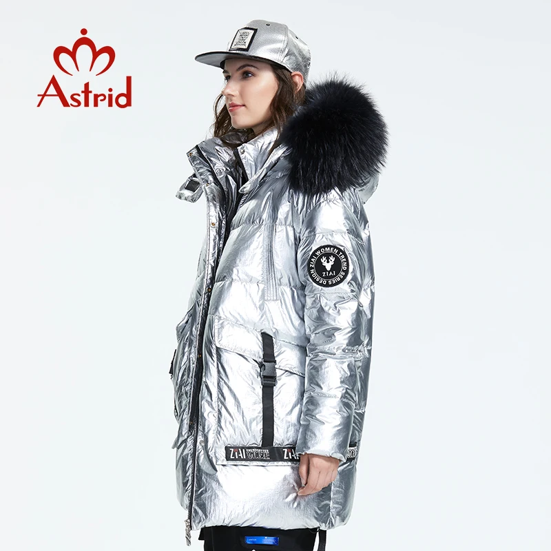Astrid 2019 Зима новое поступление женский пуховик воротник из натурального меха с