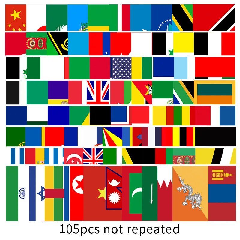 Pegatinas con logotipo de pa&iacute;s y bandera para decoraci&oacute;n, juguete cl&aacute;sico, taza de agua, puerta de refrigerador de ordenador, calcoman&iacute;a impermeable diyreutilizable, 100 Uds.-1