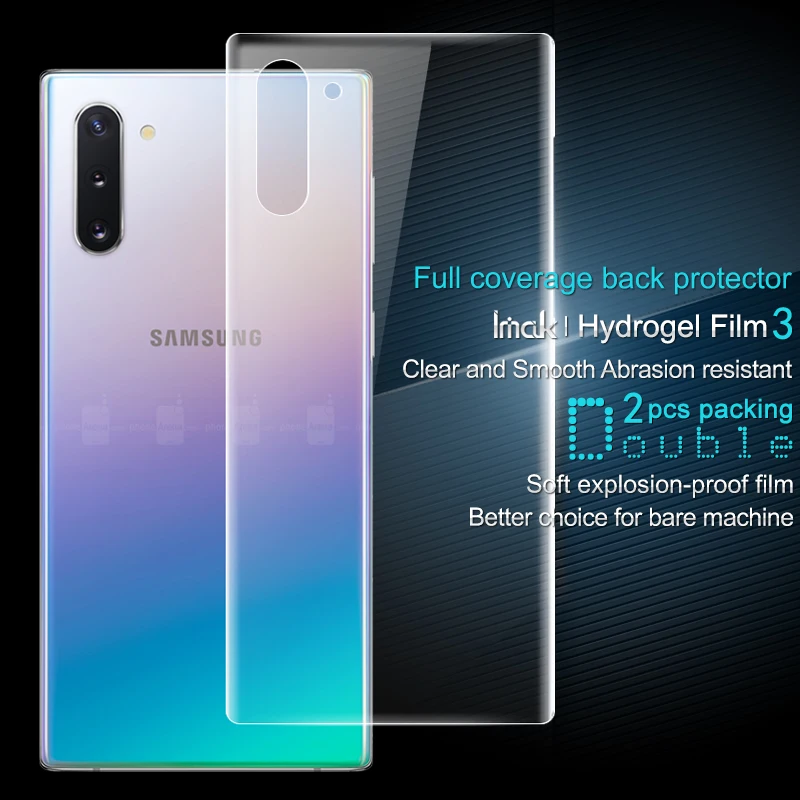2PCS For Back 2 шт полное покрытие для samsung Galaxy Note10 Note 10 plus pro Защитная пленка для задней панели Imak прозрачная Гидрогелевая пленка - Цвет: 2PCS For Back