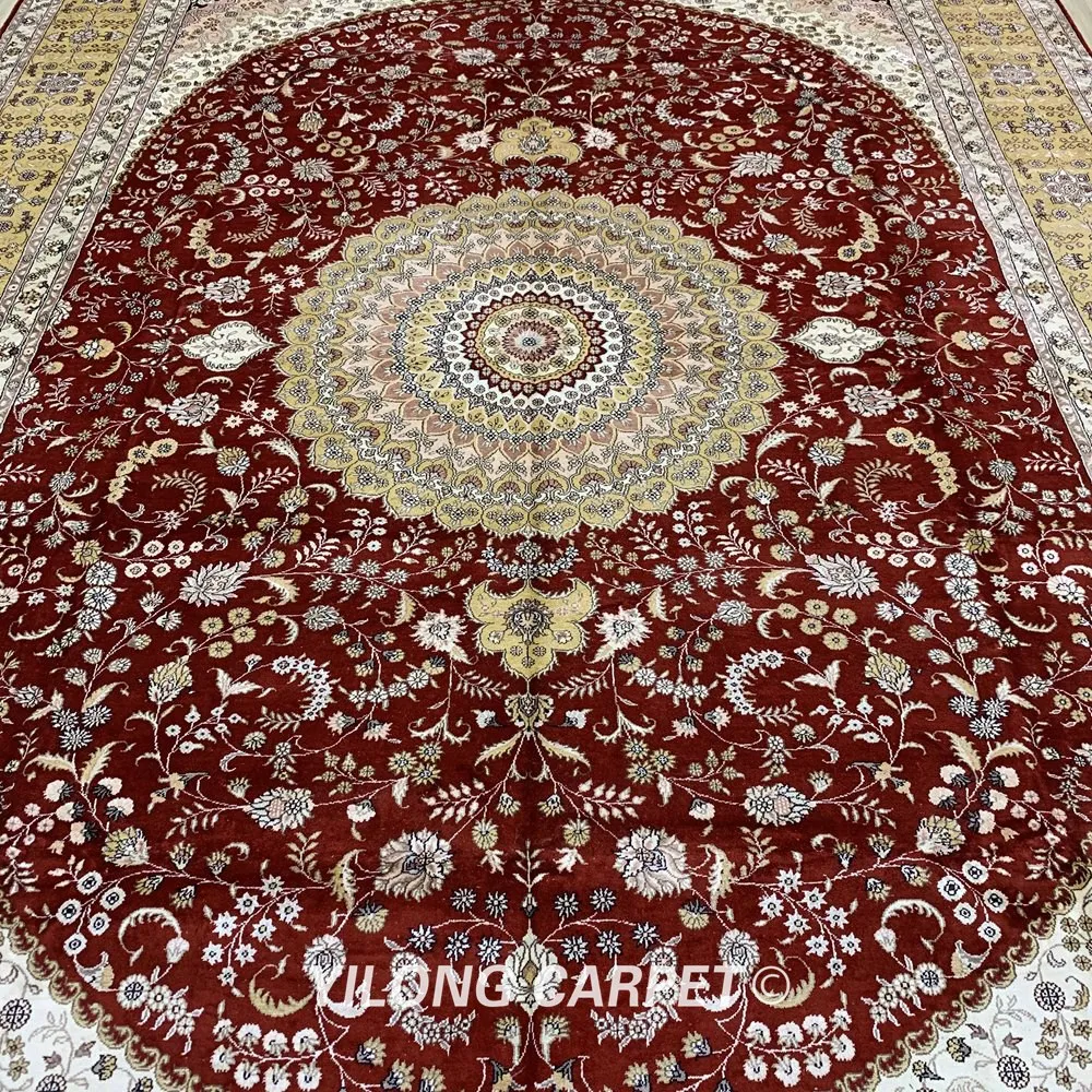Goedkoop Yilong 9 'X 12' Vantage Klassieke Kleed Grote Rode Medaillon Antiek Tapijt Woonkamer Perzische (YJH266AB)