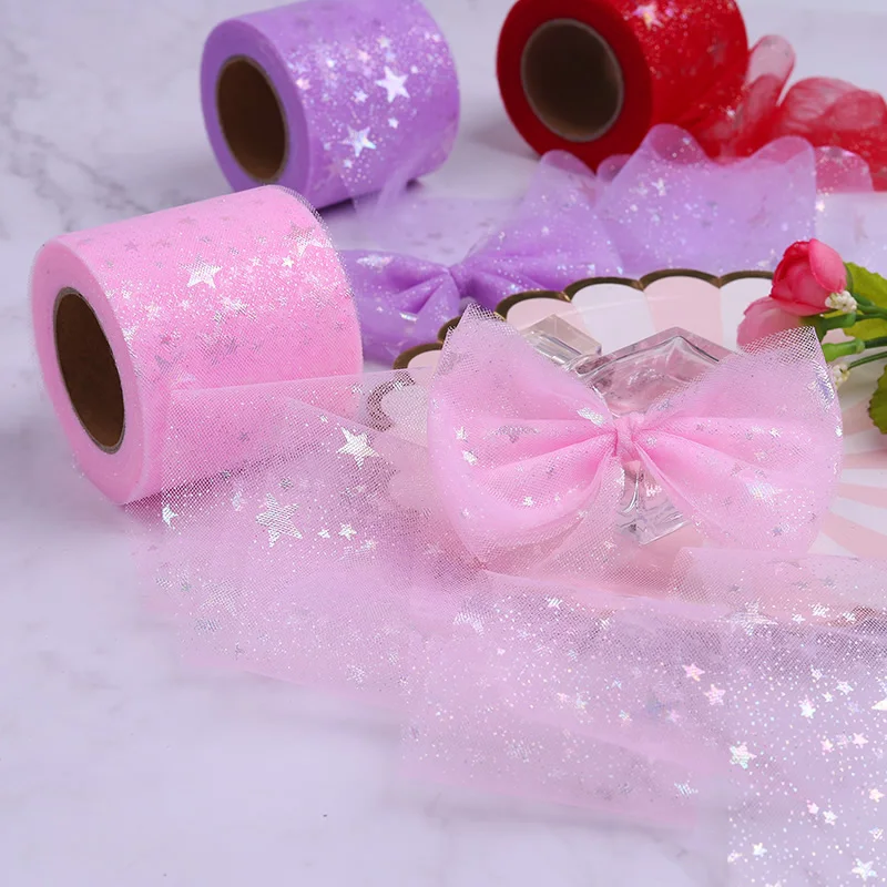 Лента из тюля и органзы 6 см 25 ярдов с блестками юбка-пачка для куклы | Дом сад