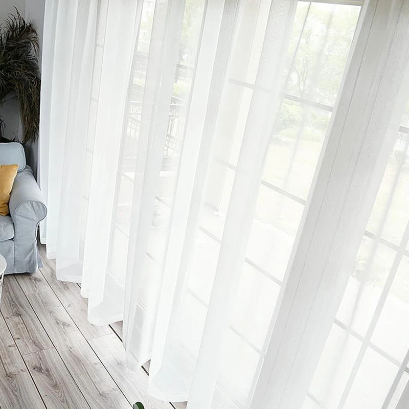 Однотонные тюлевые занавески для гостиной спальни отвесные современные из вуали
