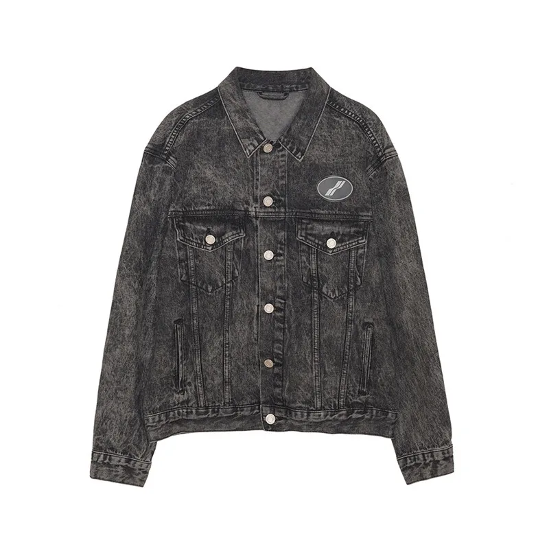 

Women Autumn Winter Black Slim Print Denim Coat Female Fashion Solid Color Plus Size Outerwears Ladies Brand Casual Coats ZM262
