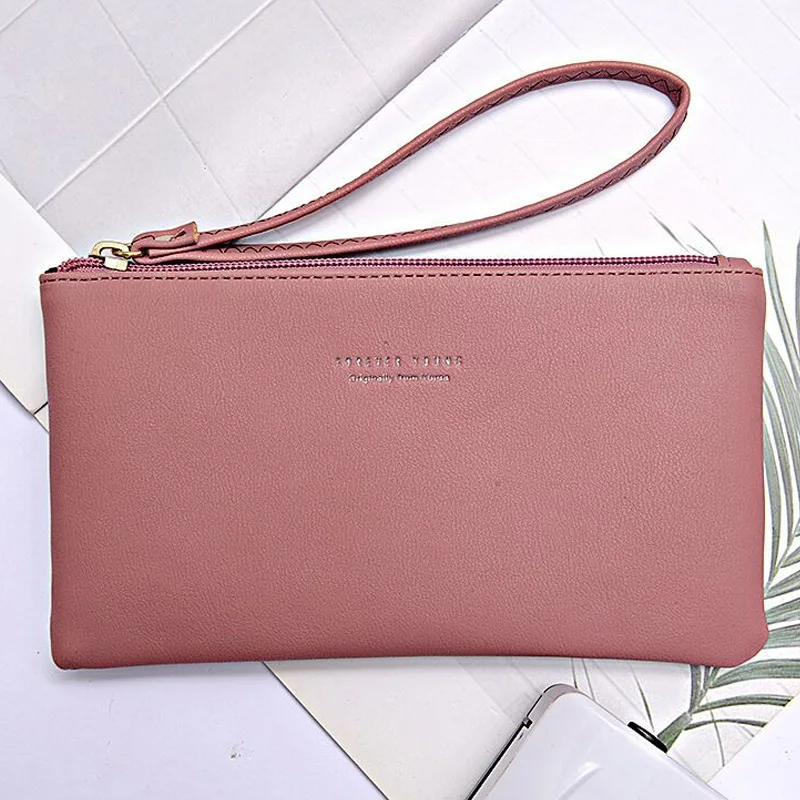 Dark Pink Женский кошелек, длинный модный клатч на молнии, сумочка, новинка, сумка для мобильного телефона, держатель для карт, кошелек для монет, тонкий кошелек - Цвет: Dark Pink