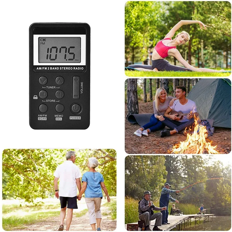 Personal Digital AM FM Radio Compact Transistor Built in Antenna with Earphone for Walk Jogging | Электроника