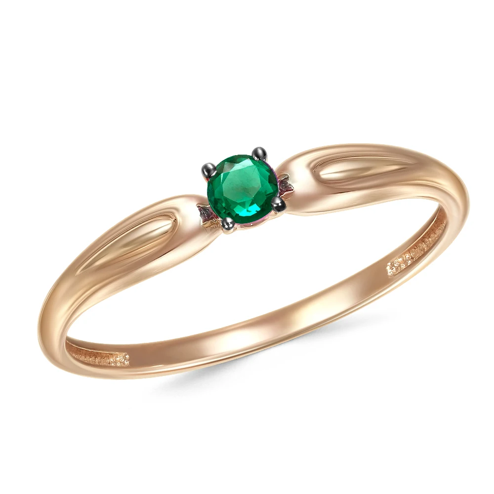 Red gold ring with emeralds newgold sample 585 | Украшения и аксессуары